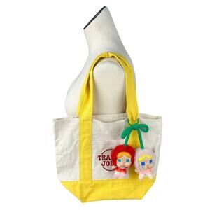 Trader Joes Yellow Trim Logo Embroidered Tote Bag